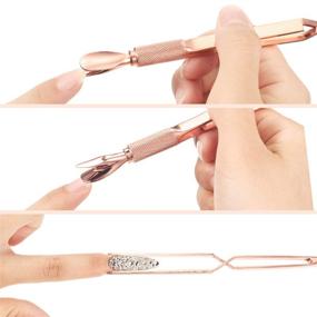 img 2 attached to 💅 Rose Gold Stainless Steel Nail Pincher Set with Cuticle Pusher, Nail Shaping Tweezers - Multi-Functional Nail Art Tool for Manicure