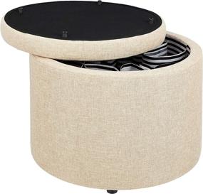 img 2 attached to 🪑 Comfortable Round Stool with TAN Fabric by FIRST HILL FHW: The Perfect Shoe Companion