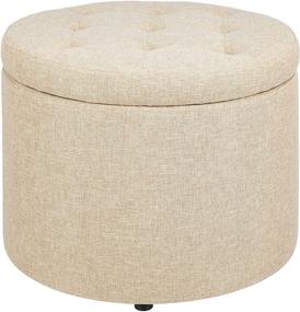 img 4 attached to 🪑 Comfortable Round Stool with TAN Fabric by FIRST HILL FHW: The Perfect Shoe Companion