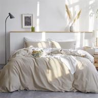 bedsure linen cotton blend duvet cover queen - 3 piece comforter cover set (90 x 90 inchs, no comforter included) logo