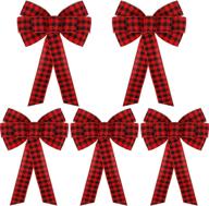 🎄 enhance your holiday decor with funarty 6 pack large christmas bows in red buffalo plaid - 10x19 inches! perfect for wreaths, garland, treetoppers, and more - indoor & outdoor decorations logo