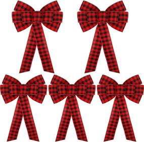 img 4 attached to 🎄 Enhance Your Holiday Decor with FUNARTY 6 Pack Large Christmas Bows in Red Buffalo Plaid - 10x19 Inches! Perfect for Wreaths, Garland, Treetoppers, and More - Indoor & Outdoor Decorations