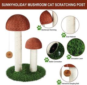 img 3 attached to 🍄 Sunnyholiday 19-Inch Tall Mushroom Cat Scratching Post - Durable Natural Sisal Scratchers for Cats with Interactive Dangling Ball - Small Cat Tree House Furniture & Training Toys