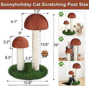 img 1 attached to 🍄 Sunnyholiday 19-Inch Tall Mushroom Cat Scratching Post - Durable Natural Sisal Scratchers for Cats with Interactive Dangling Ball - Small Cat Tree House Furniture & Training Toys