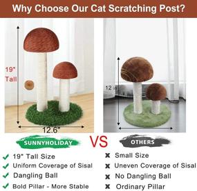 img 2 attached to 🍄 Sunnyholiday 19-Inch Tall Mushroom Cat Scratching Post - Durable Natural Sisal Scratchers for Cats with Interactive Dangling Ball - Small Cat Tree House Furniture & Training Toys