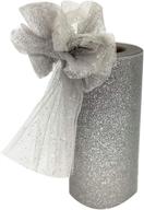 🎉 sparkling glitter tulle fabric ribbon rolls - 6 inch by 25 yards (75 feet) - silver spool logo