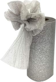 img 4 attached to 🎉 Sparkling Glitter Tulle Fabric Ribbon Rolls - 6 Inch by 25 Yards (75 feet) - Silver Spool