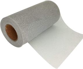 img 1 attached to 🎉 Sparkling Glitter Tulle Fabric Ribbon Rolls - 6 Inch by 25 Yards (75 feet) - Silver Spool