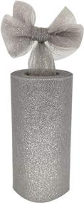 img 2 attached to 🎉 Sparkling Glitter Tulle Fabric Ribbon Rolls - 6 Inch by 25 Yards (75 feet) - Silver Spool