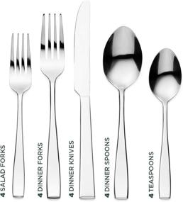 img 3 attached to 🍴 Godinger 20-Piece Silverware Set - Service for 4, Flatware Sets with Mirrored Stainless Steel Cutlery - Spoons, Forks, Knives