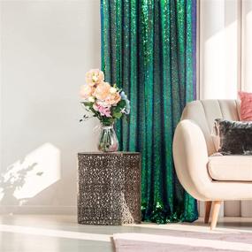 img 2 attached to Stunning Colorful Green Sequin Curtain Panel 🌈 - Perfect for Wedding and Party Backdrops! (2FTx7FT)