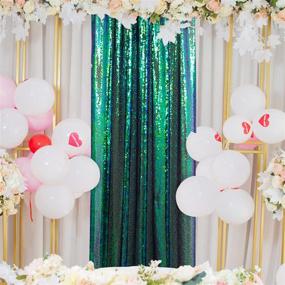 img 3 attached to Stunning Colorful Green Sequin Curtain Panel 🌈 - Perfect for Wedding and Party Backdrops! (2FTx7FT)