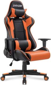 img 1 attached to Ultimate Comfort and Support: Homall High Back Gaming Chair with Headrest and Lumbar Support in Orange