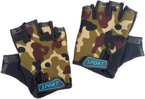 img 2 attached to 🧤 MARZE Fingerless Camo Gloves for Kids - Cycling, Sports, Bike Gloves for Boys - Anti-Slip, Breathable Camouflage Mittens