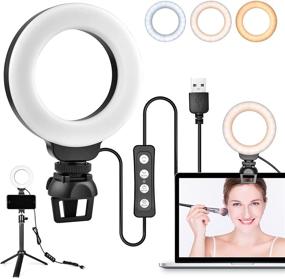 img 4 attached to 📸 Optimized Video Conference Lighting Kit: Ring Light Laptop Clip-on with Adjustable Tripod Stand, Phone Holder, Zoom Webcam Lighting for Remote Work, Broadcasting, Live Streaming, and More