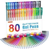 shuttle art 80 pack glitter gel pens, 40 colorful glitter gel pen set including 40 refills for adult coloring books, craft, and doodling logo