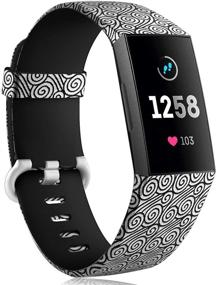 img 4 attached to 🌥️ Stylish Maledan Charge 3 and Charge 4 Bands for Women and Men with Cloud Pattern - Small Size