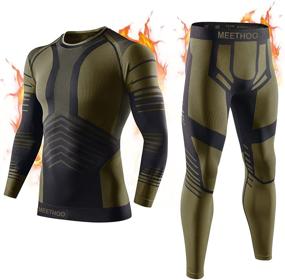 img 4 attached to Ultimate Winter Performance: MeetHoo Men’s Thermal Underwear Set – Compression Base Layer Perfect for Cold Weather Running and Skiing