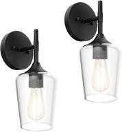 🖤 stylish ralbay black wall sconces - 2 set matte black bathroom lights with clear glass shade for home decor, bathroom, kitchen, living room, hallway логотип