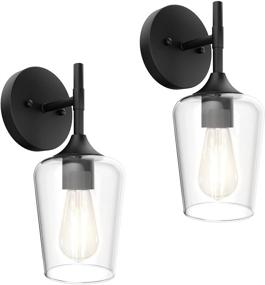 img 4 attached to 🖤 Stylish Ralbay Black Wall Sconces - 2 Set Matte Black Bathroom Lights with Clear Glass Shade for Home Decor, Bathroom, Kitchen, Living Room, Hallway