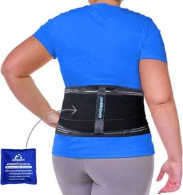 img 3 attached to AireSupport by Dr. Jason Hammond: XXL/XXXL Back Brace with Removable Lumbar Support & Reusable Ice/Hot Pack for Effective Lower Back Relief