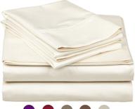 high strength natural bamboo fiber queen size sheet set, ivory color - egyptian comfort 1800 thread count, 4 piece logo