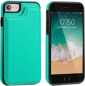 img 2 attached to 📱 OT ONETOP iPhone 8 Wallet Case with Card Holder, iPhone 7 Case iPhone SE(2020) Wallet: Premium PU Leather, Kickstand & Card Slots, Double Magnetic Clasp, Durable Shockproof Cover - Green (4.7 Inch)