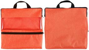 img 2 attached to 🧡 Vinyl Paper Organizer Storage Bag - 13.2x13.2 Inch with Zipper, Handle for 12x12 Vinyl Sheets and Tools - Orange