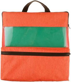 img 4 attached to 🧡 Vinyl Paper Organizer Storage Bag - 13.2x13.2 Inch with Zipper, Handle for 12x12 Vinyl Sheets and Tools - Orange