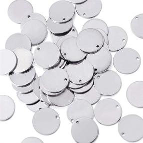 img 4 attached to KISSITTY 100-Piece 5/9-Inch (15mm) Blank Stainless Steel Stamping 🔑 Tag Charms Smooth Polished Flat Round Disc Pendants 18-Gauge Thickness
