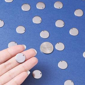 img 2 attached to KISSITTY 100-Piece 5/9-Inch (15mm) Blank Stainless Steel Stamping 🔑 Tag Charms Smooth Polished Flat Round Disc Pendants 18-Gauge Thickness