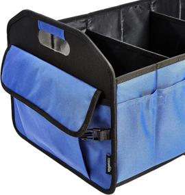 img 2 attached to 🔵 Blue Collapsible Portable Cargo Trunk Organizer - Amazon Basics Multi-Compartment Heavy Duty