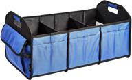 🔵 blue collapsible portable cargo trunk organizer - amazon basics multi-compartment heavy duty logo