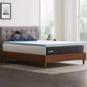 img 1 attached to 🛏️ Premium LUCID Twin XL Memory Foam Topper - Gel Infused - Quick Rebound - Pressure Relieving Blue Mattress Topper