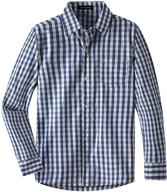 👕 stylish and comfortable spring&gege boys' long sleeve plaid poplin button down shirt logo