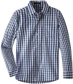 img 3 attached to 👕 Stylish and Comfortable Spring&Gege Boys' Long Sleeve Plaid Poplin Button Down Shirt