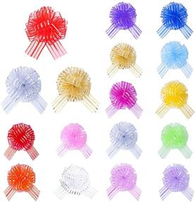 img 4 attached to IHUIXINHE 17 Pcs Pull Bow Mixed Color Large Organza - Perfect for Wrapping, Decoration, Wedding Gift Baskets - 6 Inch Diameter