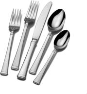 🍽️ mikasa harmony 65-piece silverware set: elegant 18.10 polished mirror stainless steel, ideal for largest gatherings with service for 12 and gorgeous serving set included logo