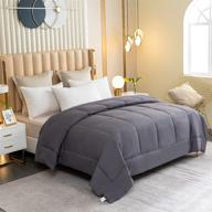 suhedy all season down alternative quilted comforter: lightweight & plush fiberfill duvet insert, 300gsm, grey queen bed set - fluffy & machine washable logo