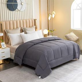 img 4 attached to Suhedy All Season Down Alternative Quilted Comforter: Lightweight & Plush Fiberfill Duvet Insert, 300GSM, Grey Queen Bed Set - Fluffy & Machine Washable