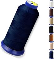 long-lasting bonded nylon thread for sewing leather, upholstery, jeans, and wig | #69 t70 size 210d/3 | 1400 yards, navy blue thread logo
