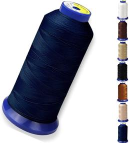 img 4 attached to Long-lasting Bonded Nylon Thread for Sewing Leather, Upholstery, Jeans, and Wig | #69 T70 Size 210D/3 | 1400 Yards, Navy Blue Thread