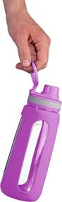 img 2 attached to Swig Savvy Glass Water Bottle: Wide Mouth, 🍆 Stainless Steel Leakproof Lid, 25oz Purple Bottle with Silicone Sleeve