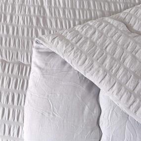 img 3 attached to 🛏️ KINBEDY Grey Queen Seersucker Textured Comforter Set - 3 Piece, Soft, Lightweight Microfiber Duvet Insert with 2 Pillowcases - Breathable Bedding