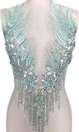 lace applique 3d beaded embroidered floral rhinestone trim patches – ideal for diy neckline, bodice, wedding, bridal, prom dress – a2ab (color: mint) logo