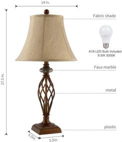 img 2 attached to Bedroom and Living Room Table Lamp Set of 2 - 27.5 in. High Royal Bronze Finish, Ideal for Large Bedside Reading, Dining, Kitchen, Nightstand. Traditional Table Lamps in Bronze