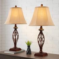 bedroom and living room table lamp set of 2 - 27.5 in. high royal bronze finish, ideal for large bedside reading, dining, kitchen, nightstand. traditional table lamps in bronze логотип