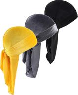 🧢 360 waves durags: premium velvet headwear for men and women - 3 pack logo