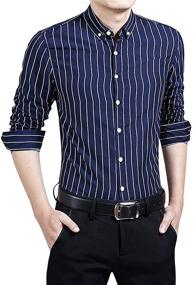 img 2 attached to 👔 ERZTIAY Classic Vertical Striped Shirt: Timeless Casual Style