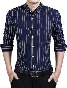 img 3 attached to 👔 ERZTIAY Classic Vertical Striped Shirt: Timeless Casual Style